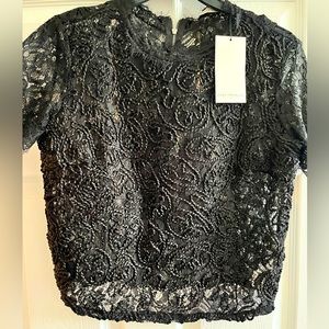 Zara Eyelash Lace Stitched Zip Back Top